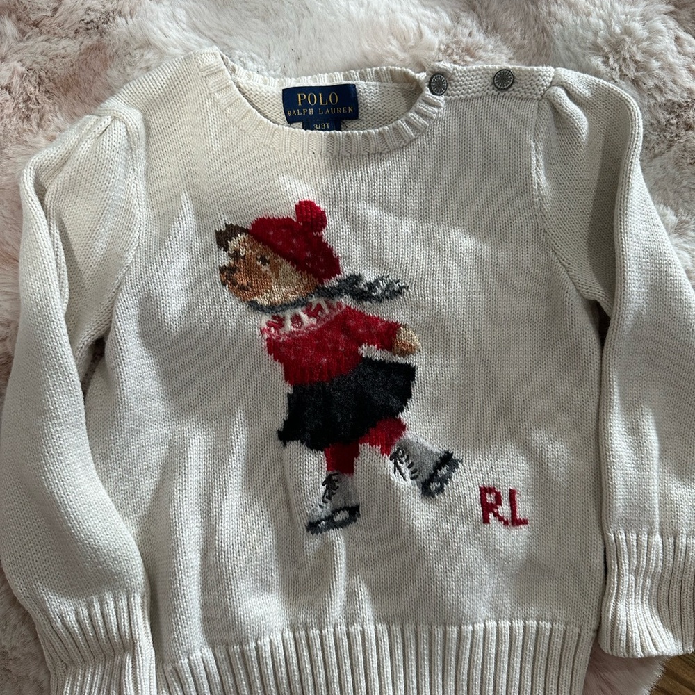 Ralph Lauren White Sweater with Skater Motif